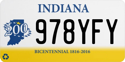 IN license plate 978YFY