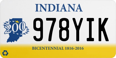 IN license plate 978YIK