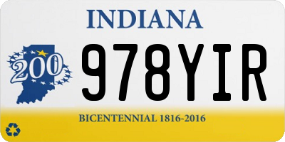 IN license plate 978YIR