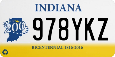 IN license plate 978YKZ
