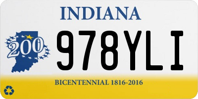 IN license plate 978YLI