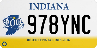 IN license plate 978YNC