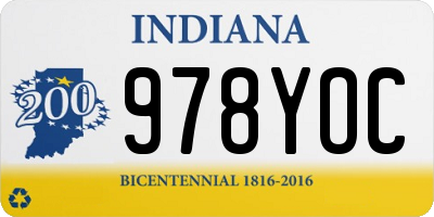 IN license plate 978YOC