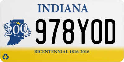 IN license plate 978YOD
