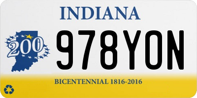 IN license plate 978YON