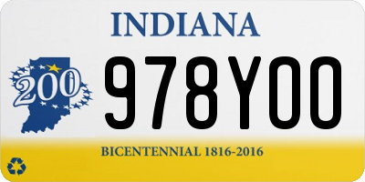 IN license plate 978YOO