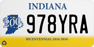 IN license plate 978YRA