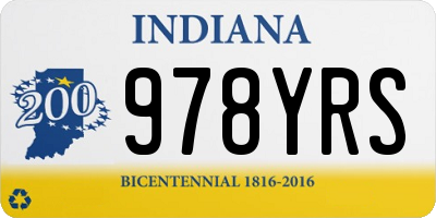 IN license plate 978YRS