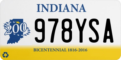 IN license plate 978YSA