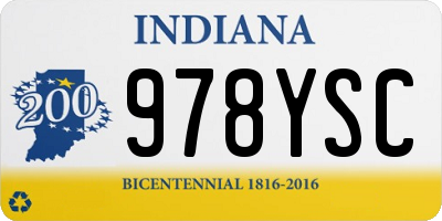IN license plate 978YSC