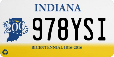 IN license plate 978YSI