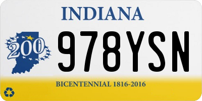 IN license plate 978YSN
