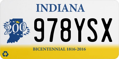 IN license plate 978YSX