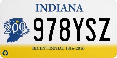 IN license plate 978YSZ