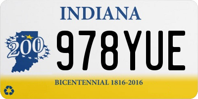 IN license plate 978YUE