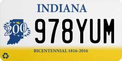 IN license plate 978YUM