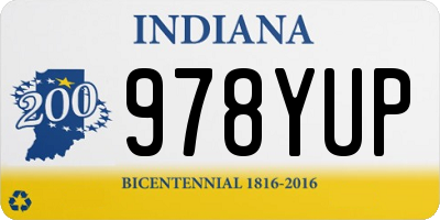 IN license plate 978YUP