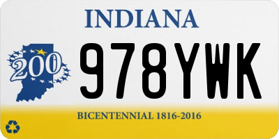 IN license plate 978YWK