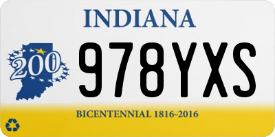 IN license plate 978YXS