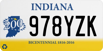 IN license plate 978YZK