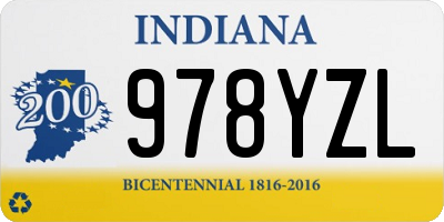 IN license plate 978YZL