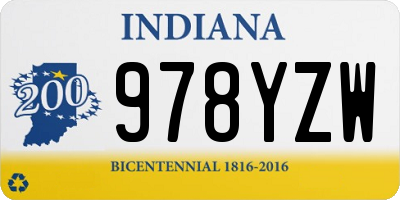 IN license plate 978YZW