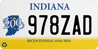 IN license plate 978ZAD