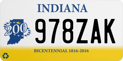 IN license plate 978ZAK