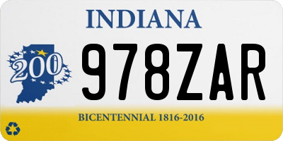 IN license plate 978ZAR