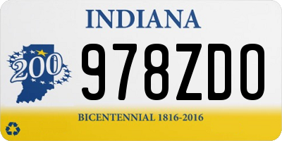 IN license plate 978ZDO