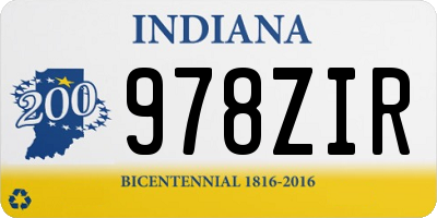 IN license plate 978ZIR