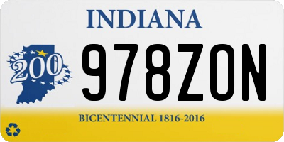 IN license plate 978ZON
