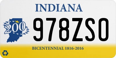 IN license plate 978ZSO