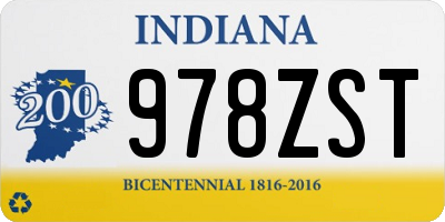 IN license plate 978ZST