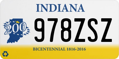 IN license plate 978ZSZ