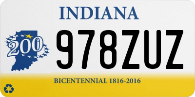 IN license plate 978ZUZ