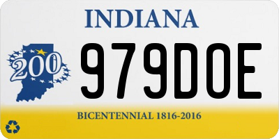IN license plate 979DOE