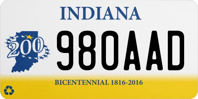 IN license plate 980AAD