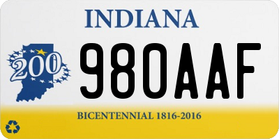 IN license plate 980AAF
