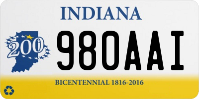 IN license plate 980AAI