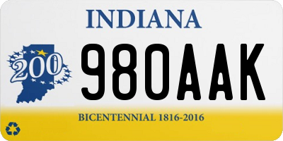 IN license plate 980AAK