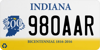 IN license plate 980AAR