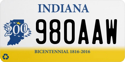 IN license plate 980AAW