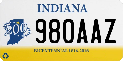 IN license plate 980AAZ
