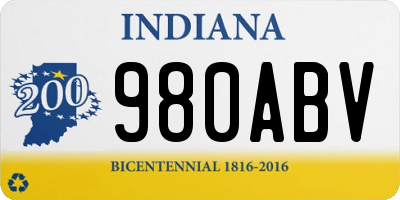 IN license plate 980ABV