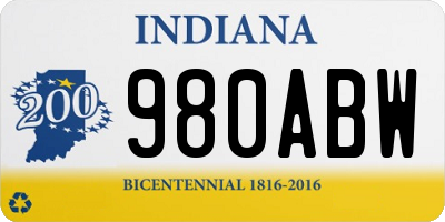 IN license plate 980ABW