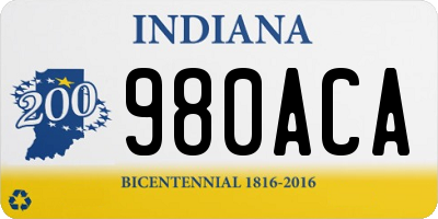 IN license plate 980ACA