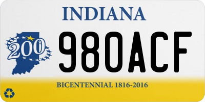 IN license plate 980ACF