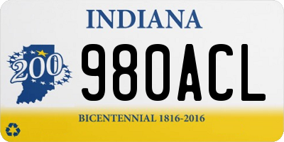 IN license plate 980ACL
