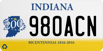 IN license plate 980ACN